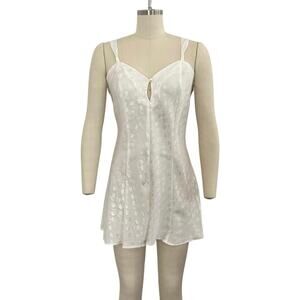 Vintage Cacique White Floral Lingerie Romper